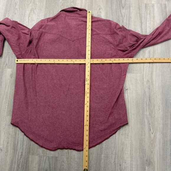 Wrangler Snap Button Shirt Men's 2XL XXL Red Long Sleeve Western Cowboy Rodeo - Picture 6 of 7